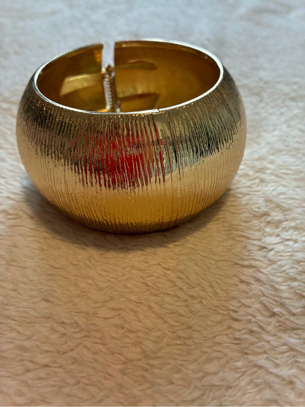 Textured Gold Hinged Dome Bangle Bracelet